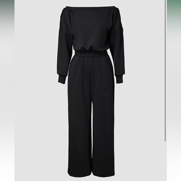 CHICME Black Wide-Leg Long Sleeve Jumpsuit | Elastic Waist | Size M | NWOT - Picture 3 of 13
